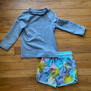 Baby Boys swim shorts and long sleeve rashguard 18 months